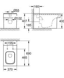 Унитаз GROHE Cube Ceramic напольный, альпин-белый (3948400H)