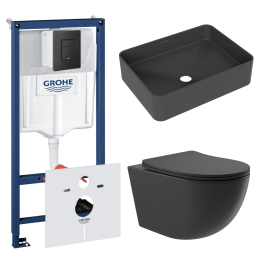 Комплект инсталляции GROHE Solido 38811KF0 с унитазом Aqueduto OVO OVO0140 и раковиной Aqueduto ESPIRAL ESP0440 (NW0503)