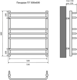 Полотенцесушитель водяной Aquatek Пандора П7 500x600, хром AQ RRC0760CH