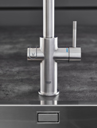 Смеситель для кухонной мойки GROHE Blue Home с системой фильтрации, охлаждения и газирования воды, суперсталь (31455DC0)