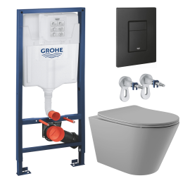 Комплект инсталляции GROHE Solido 38811KF0 с унитазом Aqueduto CONE CON0130 и сиденьем с микролифтом (NW0226)
