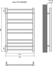 Полотенцесушитель водяной Aquatek Вега П10 500x800, черный муар AQ DR1080BL