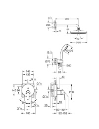 Душевая система GROHE Get со смесителем для душа, хром (25220001)