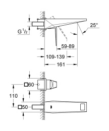 Внешняя часть смесителя для раковины GROHE Allure Brilliant на 2 отверстия, S-size, хром (19781000)