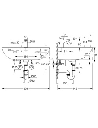Набор GROHE Bau Ceramic: раковина со смесителем Start Flow (39472000)