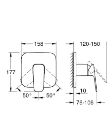 Внешняя часть смесителя для ванны GROHE Cubeo, матовый черный (1017772430)