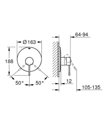 Внешняя часть смесителя для душа GROHE Essence New, никель глянец (19286BE1)