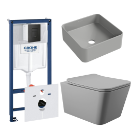 Комплект инсталляции GROHE Solido 38811KF0 с унитазом Aqueduto MACIO MACT2130 и раковиной Aqueduto ESPIRAL ESP0330 (NW0570)