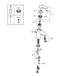 Смеситель для раковины GROHE Eurostyle, S-size, хром (23713003)