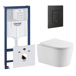 Комплект инсталляции GROHE 38811KF0 с унитазом Aquatek ОБЕРОН и сиденьем с микролифтом (NW0524)