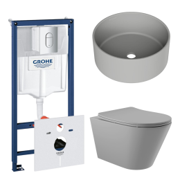 Комплект инсталляции GROHE Rapid SL NW0145/S с унитазом Aqueduto CONE CON0130 и раковиной Aqueduto ESPIRAL D400 ESP0130 (NW0409)