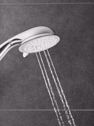 Душевой гарнитур GROHE Tempesta Rustic 100 с мыльницей, 4 режима струи, душевая штанга 600 мм, 9,5 л/мин, хром (26086001)