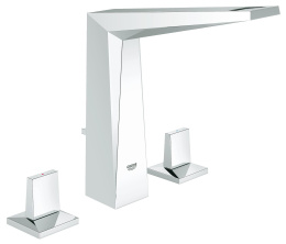 Смеситель для раковины GROHE Allure Brilliant на 3 отверстия, с донным клапаном и высоким изливом, хром (20344000)