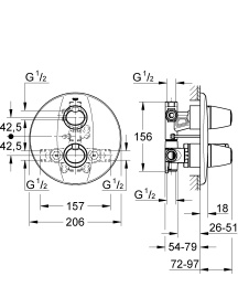 Внешняя часть термостат для ванны GROHE Grohtherm 3000, хром (19253000)