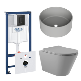 Комплект инсталляции GROHE Solido 38811KF0 с унитазом Aqueduto CONE CONT2130 и раковиной Aqueduto ESPIRAL D400 ESP0130 (NW0593)