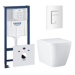 Комплект инсталляции GROHE Rapid SL 38772SH0 с унитазом GROHE Clova Ceramic Square и сиденьем с микролифтом (NW0661)