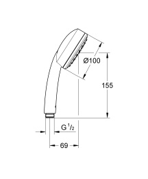 Ручной душ GROHE Tempesta Cosmopolitan 100, 1 режим, хром (26082002/UB), уцененный товар