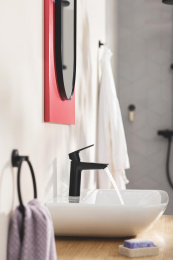 Смеситель для раковины GROHE Start с донным клапаном, S-Size, матовый черный (235512432)