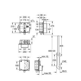 Смывное устройство под давлением для унитаза GROHE Rondo без ИК-панели смыва (37153000)