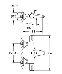 Душевая система GROHE New Tempesta 200 с термостатом для ванны, хром (NB0034)