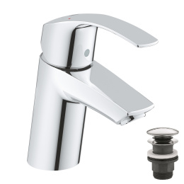 Смеситель для раковины GROHE Eurosmart с нажимным донным клапаном S-Size, хром (23922002)