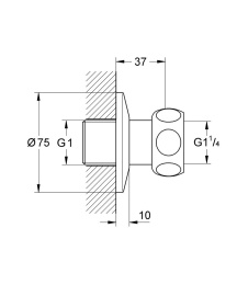 Прямое подсоединение GROHE (гайка 1 1/4? x 1? внешняя резьба), хром (12417000)