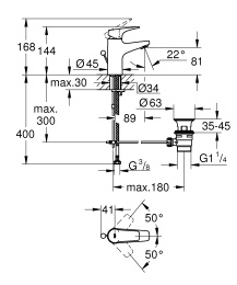 Набор GROHE Bau Ceramic: раковина со смесителем Start Flow (39472000)