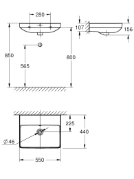 Раковина подвесная GROHE Euro Ceramic 55 см, альпин-белый (102433SH00)
