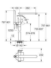 Внешняя часть смесителя для ванны GROHE Plus напольного монтажа, хром (23846004)