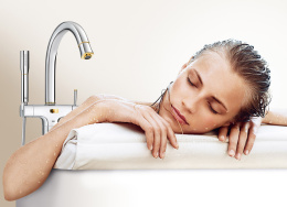 Внешняя часть смесителя для ванны GROHE Grandera напольного монтажа, хром/золото (23318IG0)