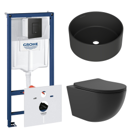 Комплект инсталляции GROHE Solido 38811KF0 с унитазом Aqueduto OVO OVO0140 и раковиной Aqueduto ESPIRAL D400 ESP0140 (NW0423)