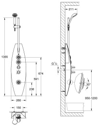 Душевая панель GROHE Aquatower 2000, настенный монтаж, хром (27017000)