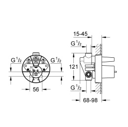Встраиваемая часть смесителя для ванны и душа GROHE, однорычажный (33963000)