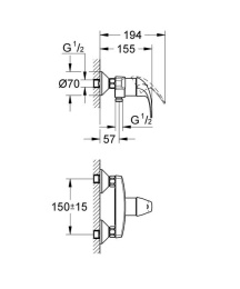 Душевая система GROHE Vitalio Start System 180 Flex со смесителем для душа, хром (NSB0150)