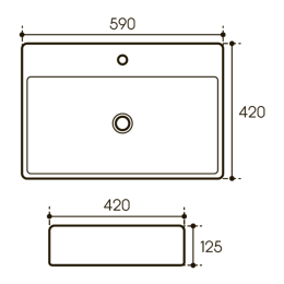 Раковина накладная Aqueduto ESPIRAL, прямоугольная 420*590, белый глянцевый (ESP0510))