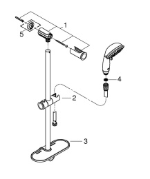 Душевой гарнитур GROHE Tempesta Rustic 100 с мыльницей, 4 режима струи, душевая штанга 600 мм, 9,5 л/мин, хром (27609001)