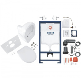 Система инсталляции GROHE Rapid SL с подвесным унитазом Bau Ceramic и сиденьем (36500000)