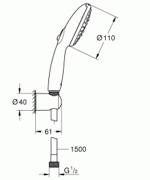 Душевой набор GROHE Tempesta 110, 3 режима, 1500 мм, 7,4 л/мин, хром (26920003)