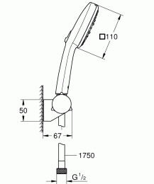 Душевой набор GROHE Tempesta Cube 110, 3 режима, 1750 мм, 7,4 л/мин, хром (27584003)