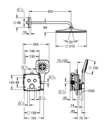 Душевая система GROHE Grohtherm SmartControl с термостатом для душа, фантомный черный (34865KF0)