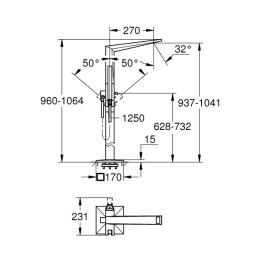 Внешняя часть смесителя для ванны GROHE Allure Brilliant напольного монтажа, хром (23119000)