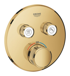 Внешняя часть термостата для ванны и душа GROHE Grohtherm SmartControl на 2 потребителя, круглая, холодный рассвет глянец (29119GL0)