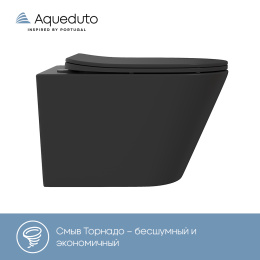 Унитаз подвесной Aqueduto CONE 525*360 безободковый, сиденье с микролифтом, черный матовый (CONT2140)