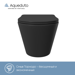 Унитаз подвесной Aqueduto CONE 525*360 безободковый, сиденье с микролифтом, черный матовый (CONT2140)