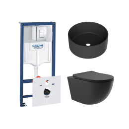Комплект инсталляции GROHE Rapid SL 38775001 с унитазом Aqueduto OVO OVO0140 и раковиной Aqueduto ESPIRAL D400 ESP0140 (NW0422)