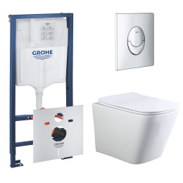 Комплект инсталляции GROHE Rapid SL 3 в 1 с унитазом Aquatek ЛИБРА AQ1148T-00 и звукоизоляционным комплектом (NW0758)