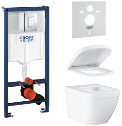 Комплект инсталляции GROHE Rapid SL 4 в 1 с унитазом Euro Ceramic и сиденьем с микролифтом (NW0101)
