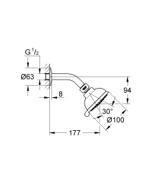 Верхний душ GROHE New Tempesta Rustic 100 IV, 4 режима, хром (26089001)