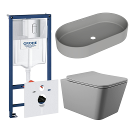 Комплект инсталляции GROHE Rapid SL NW0145/S с унитазом Aqueduto MACIO MACT2130 и раковиной Aqueduto ESPIRAL ESP0230 (NW0630)