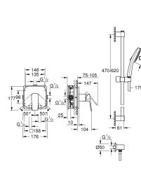 Душевая система GROHE Cubeo со смесителем для душа, хром (1053350000)